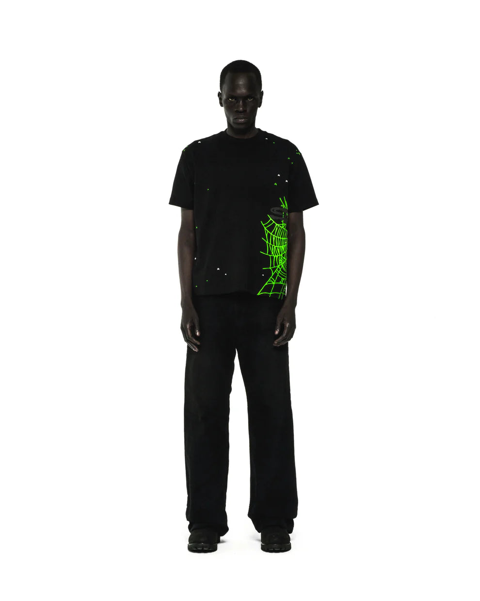 Sp5der Black Green Heavy Web T-Shirt