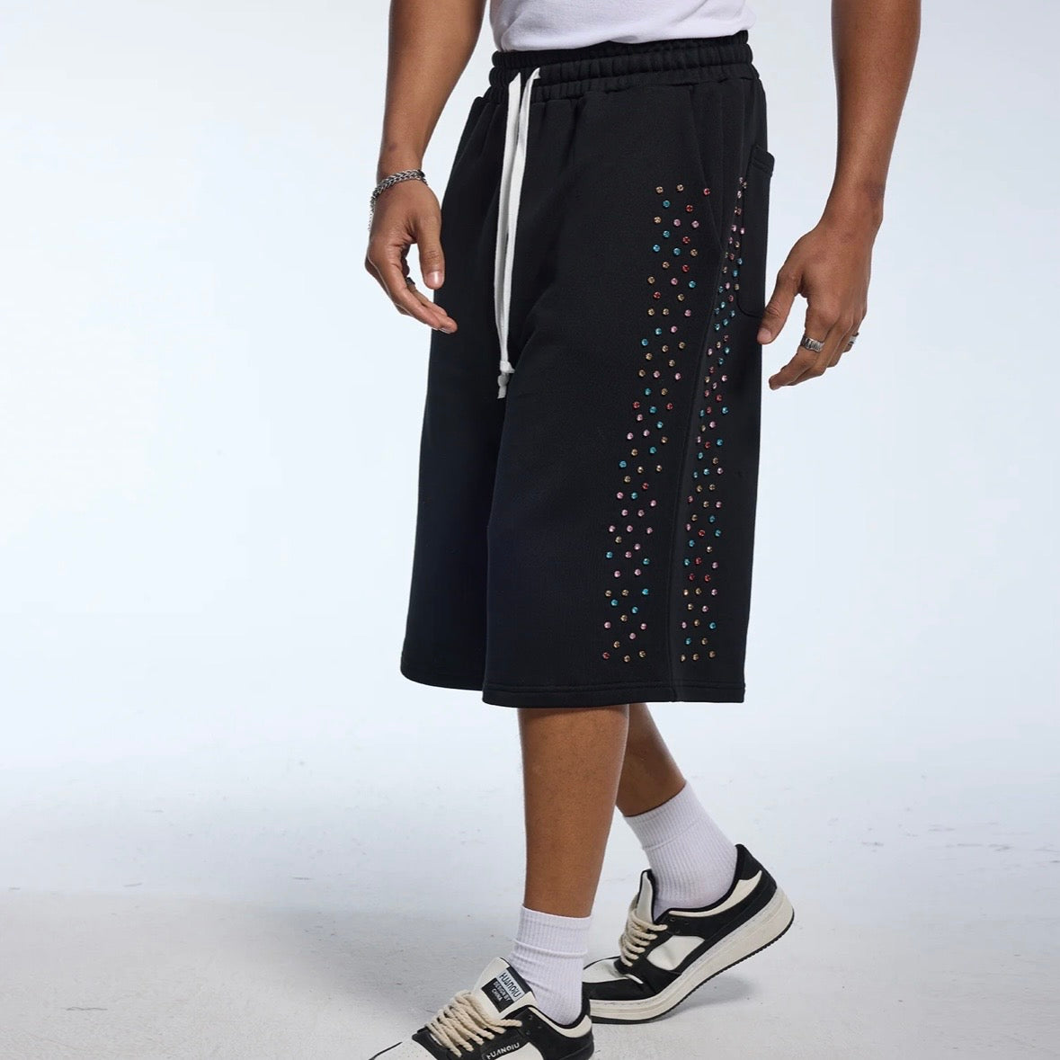 AZVA Black Crystal Cactus Shorts