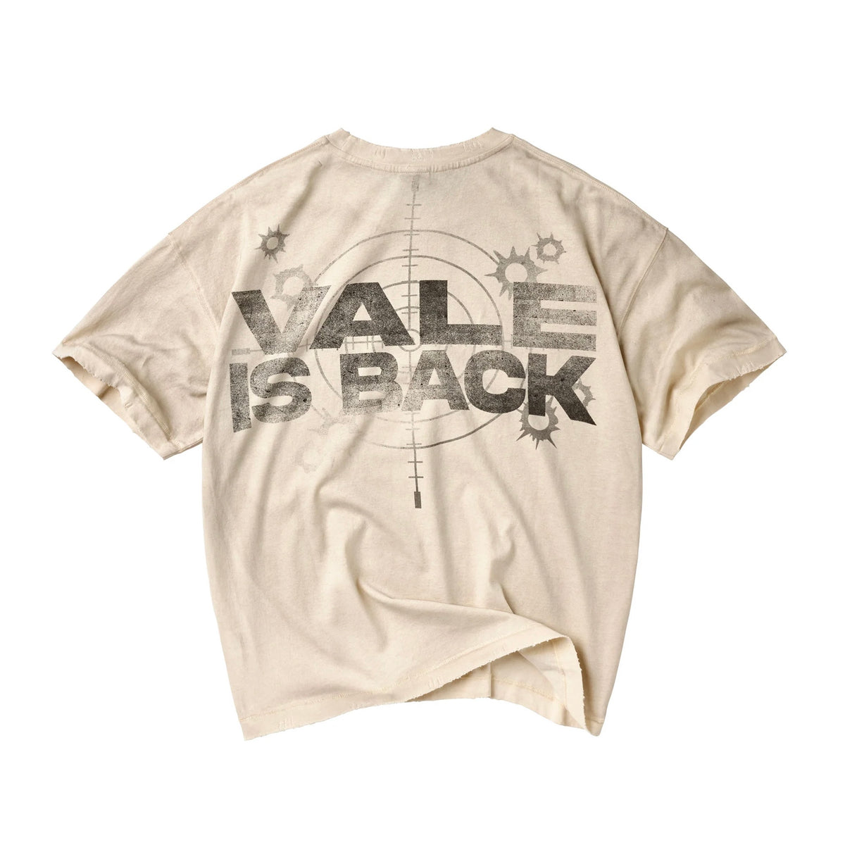 Vale Is Back T-Shirt back view with the large Vale Is Back crosshair graphic