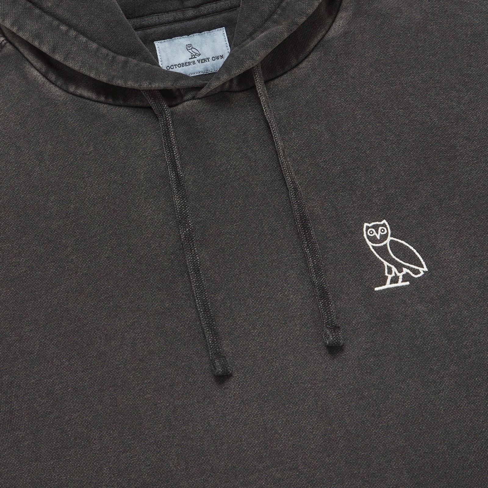 OVO Washed Black Silver Hoodie Close View 3