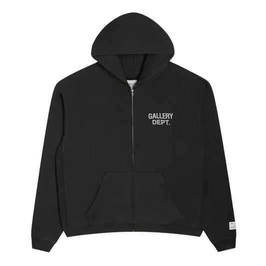 Gallery Dept Black 90s Logo Zip Hoodie