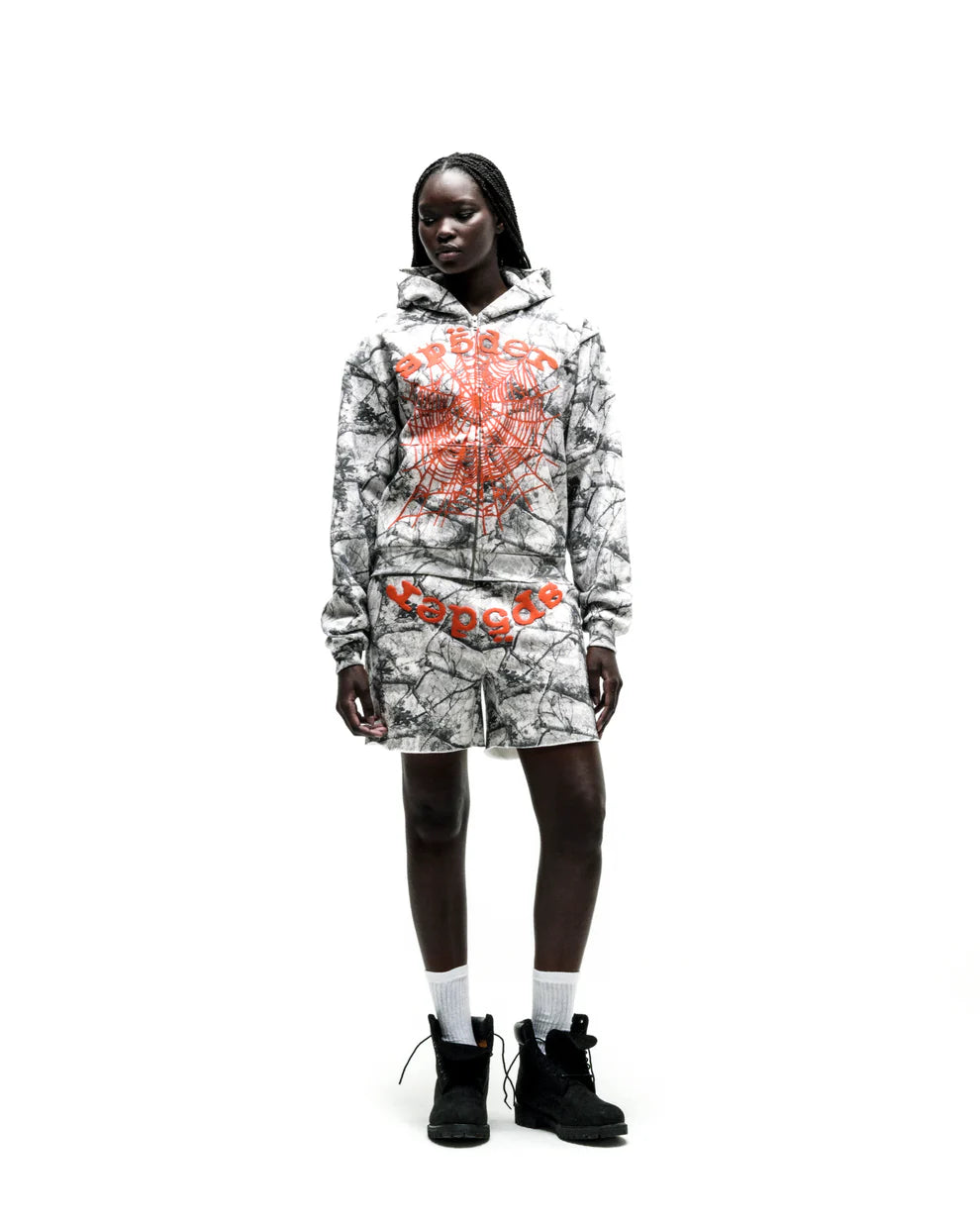 Sp5der White Camo Real Tree OG Web V2 Zip Hoodie