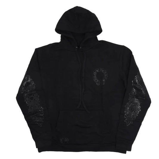 Chrome Hearts Black Floral Horseshoe Hoodie