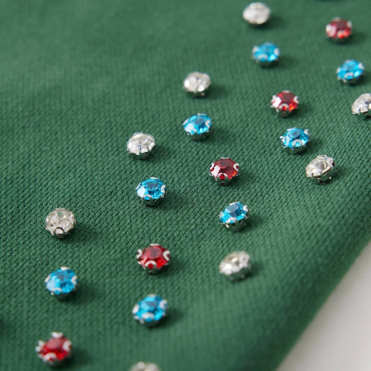 AZVA Green Hidden Crystal Zip Hoodie