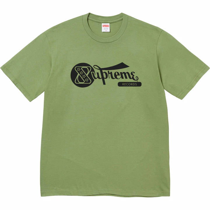 Supreme Moss Green Records T-Shirt Front VIew