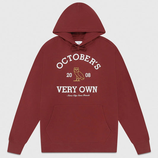 OVO Burgundy Collegiate Hoodie Front VIew