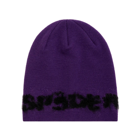 Sp5der Purple Fuzzy Mohair Beanie