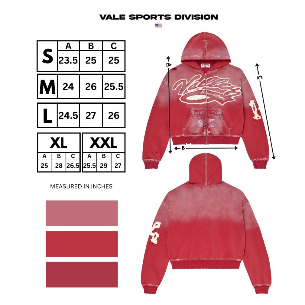 Vale Burn Red Religion Zip Hoodie