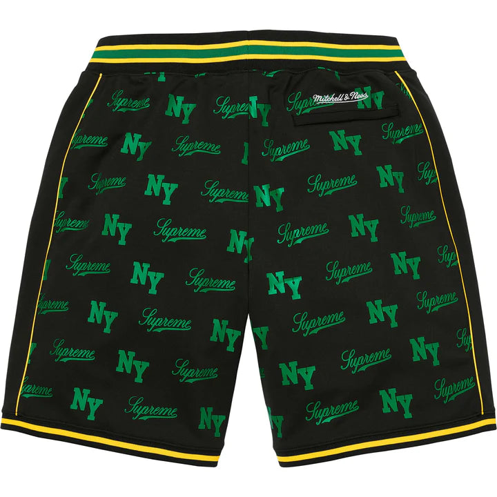 Supreme Mitchell & Ness Black Monogram Basketball Shorts
