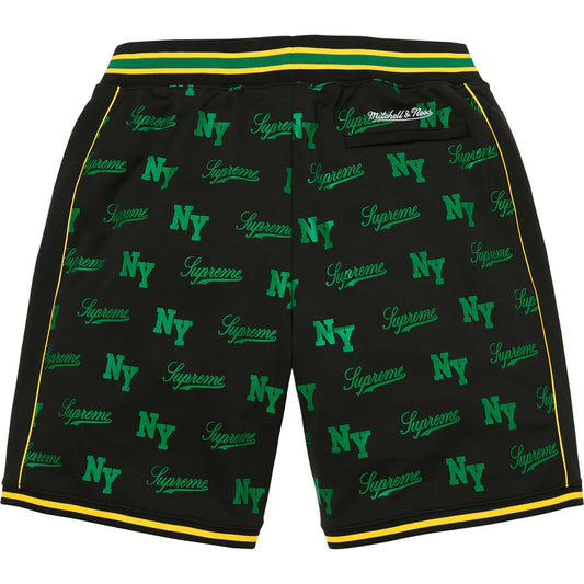 Supreme Mitchell & Ness Black Monogram Basketball Shorts