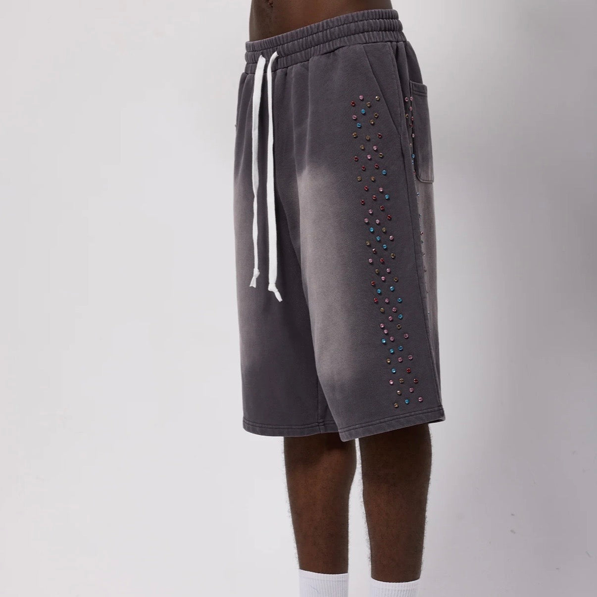 AZVA Vintage Black Crystal Cactus Shorts