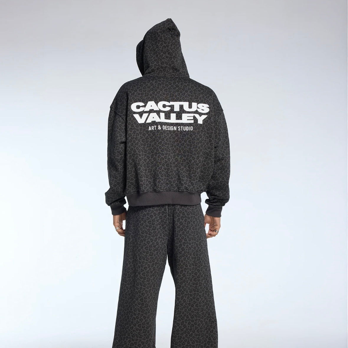 AZVA Black Leopard Art Zip Hoodie