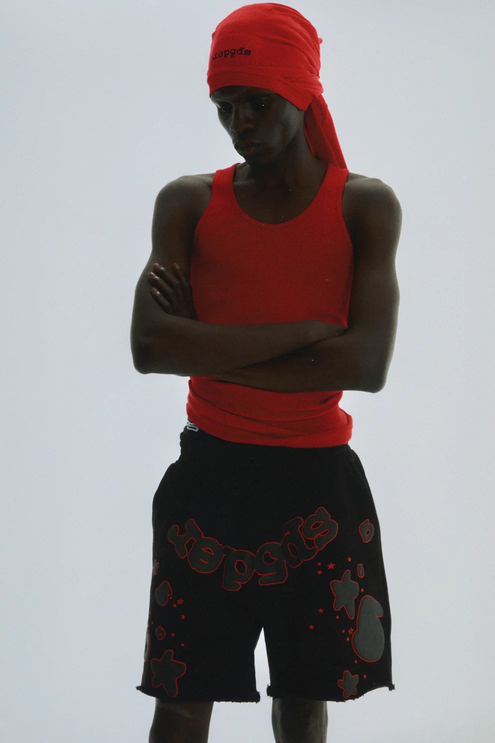 Sp5der Black Red Beluga Outline Shorts