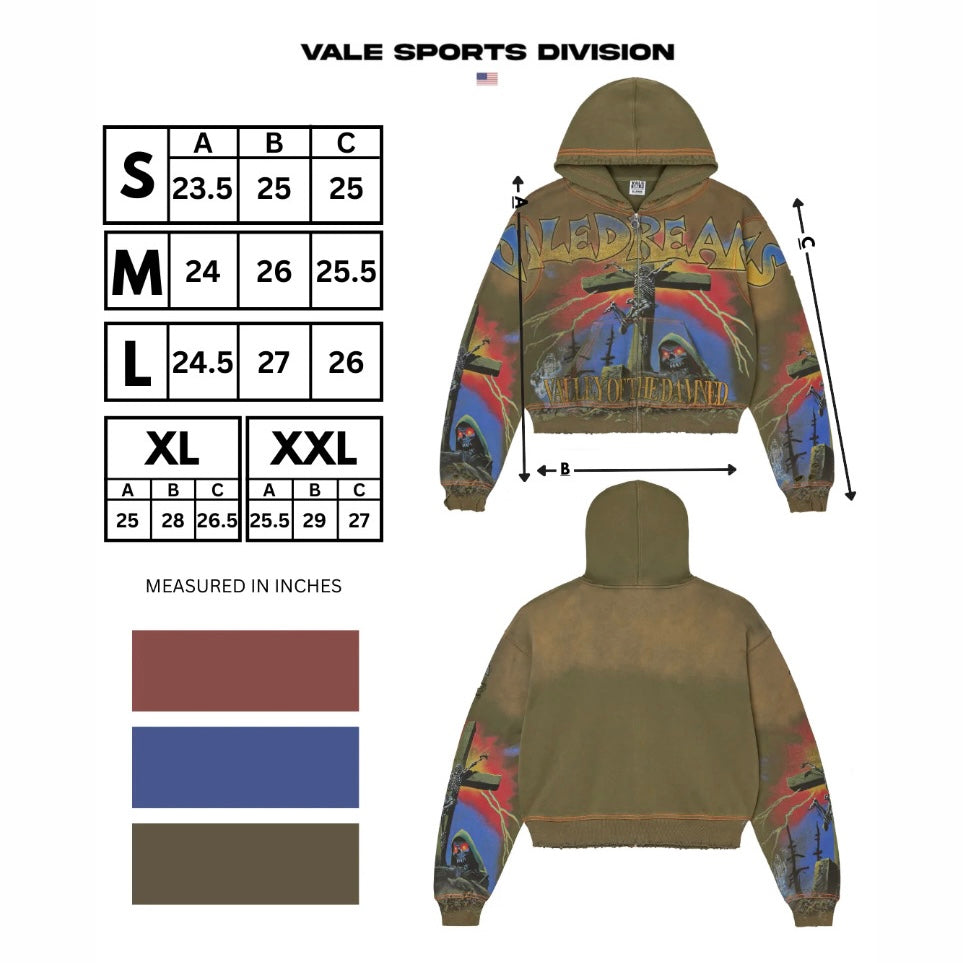 Vale Olive Damned Zip Hoodie