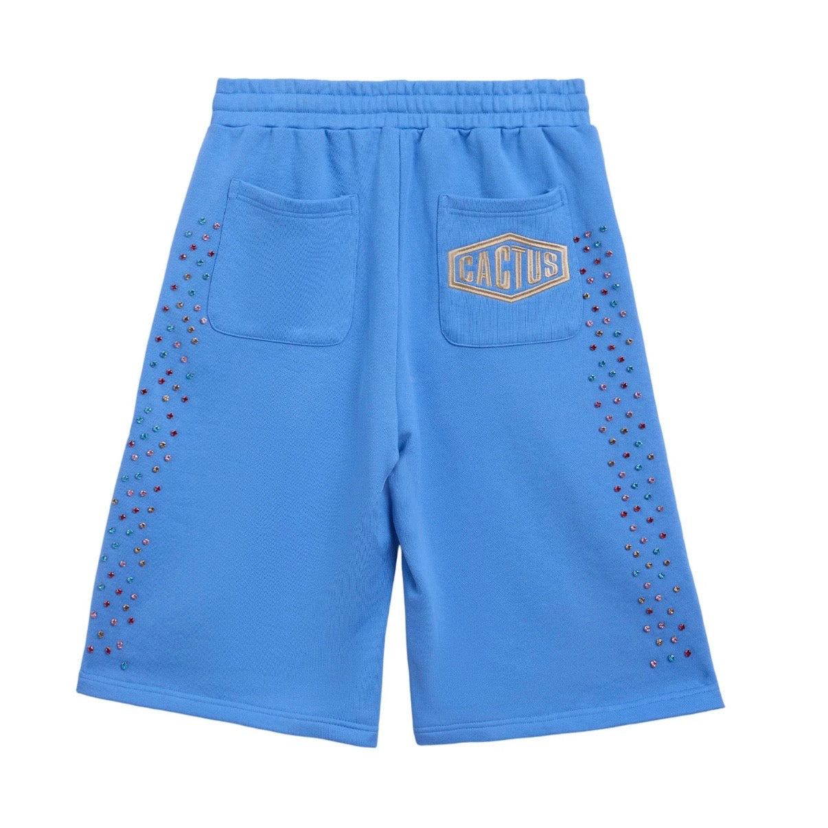 AZVA Baby Blue Crystal Cactus Shorts