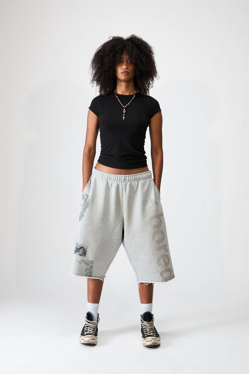 Boredom Kills Grey 3/4 Sweat Shorts