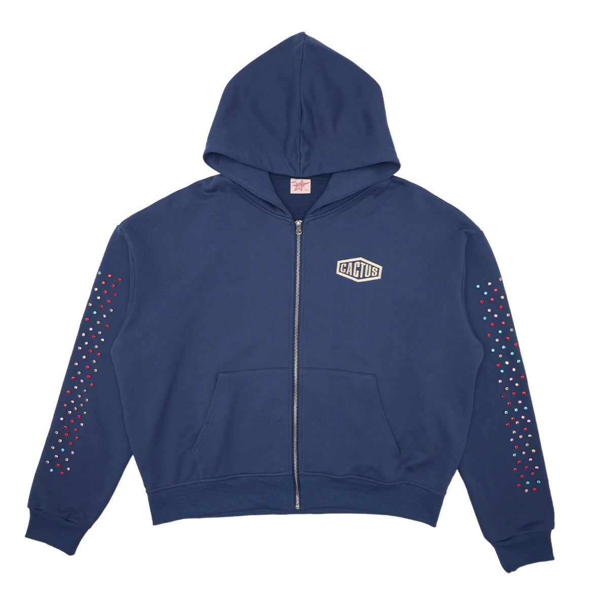AZVA Navy Crystal Cactus Zip Hoodie