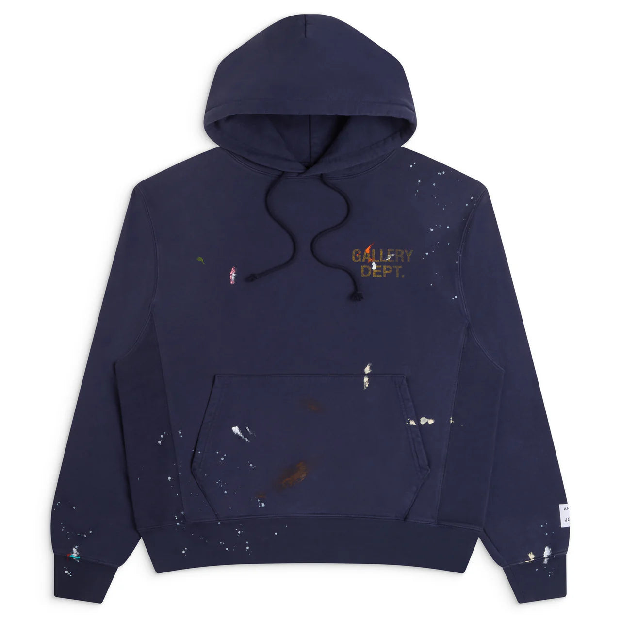 Gallery Dept Washed Navy Logo Paint Splattered Hoodie