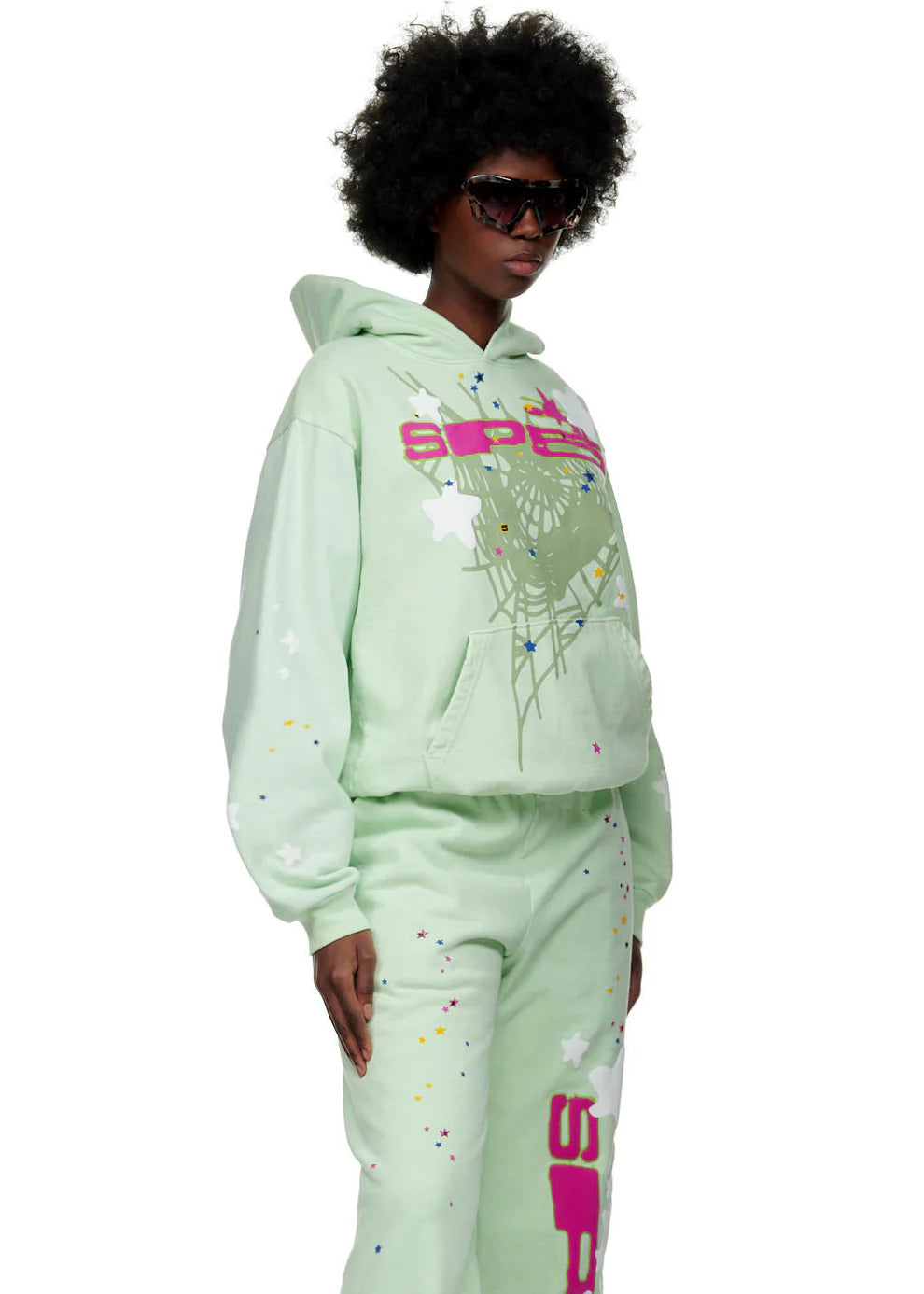 Sp5der Mint Green Sp5 Hoodie