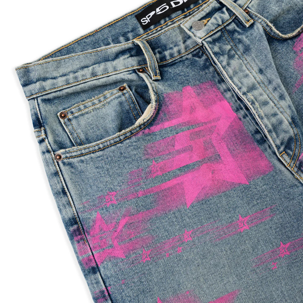 Sp5der Indigo 5 Star Blue Denim Pants