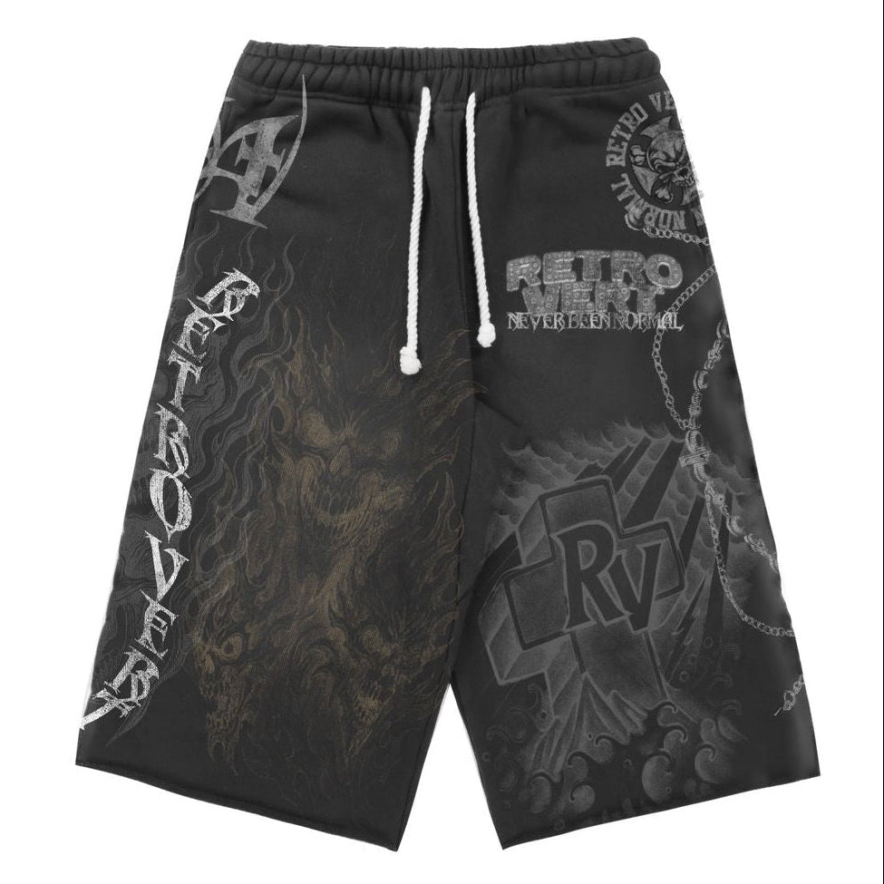 Retrovert Black Reaper Sweat Shorts