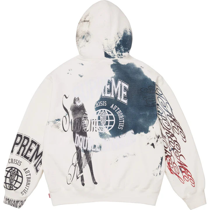 Supreme White Overprint Hoodie