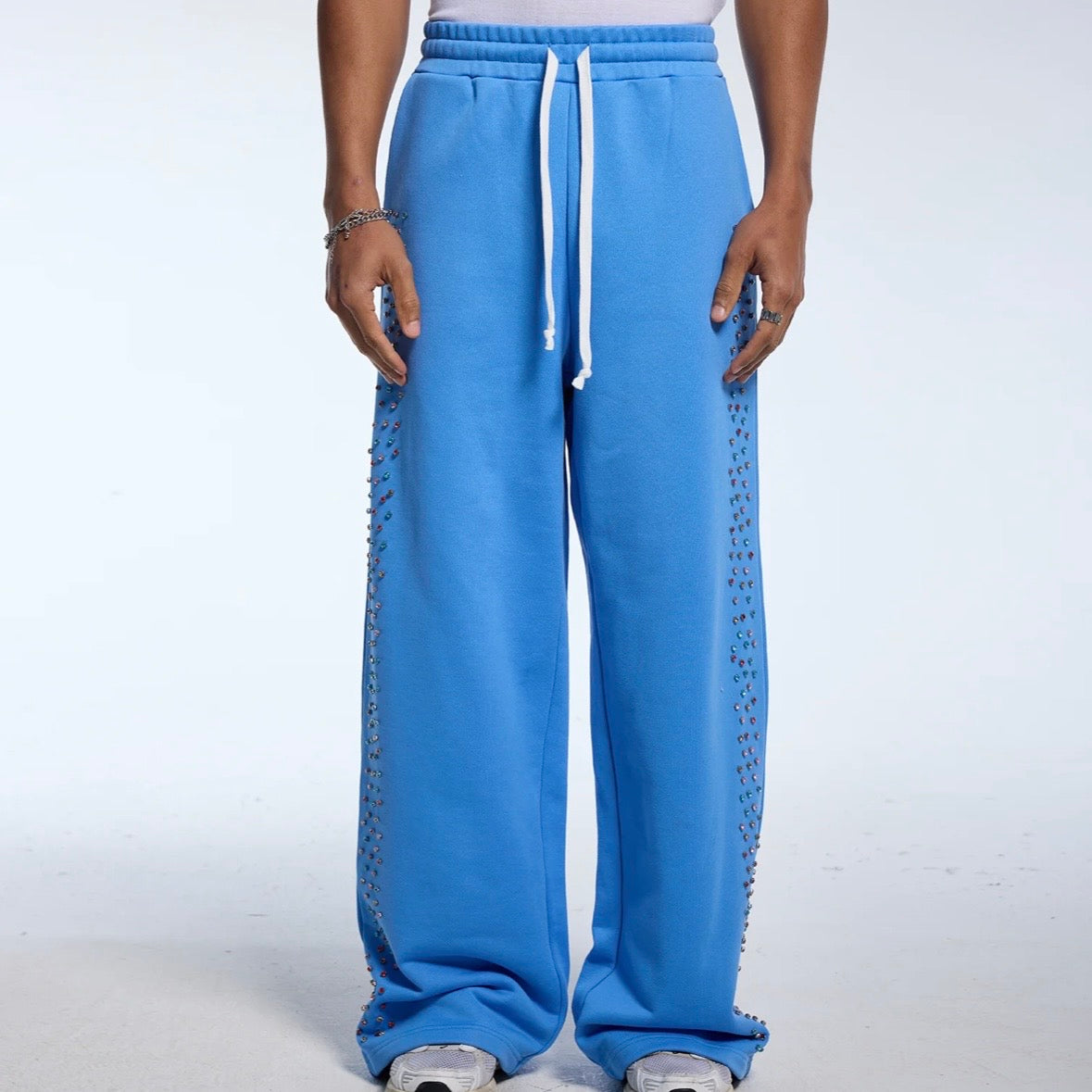 AZVA Baby Blue Crystal Cactus Sweatpants