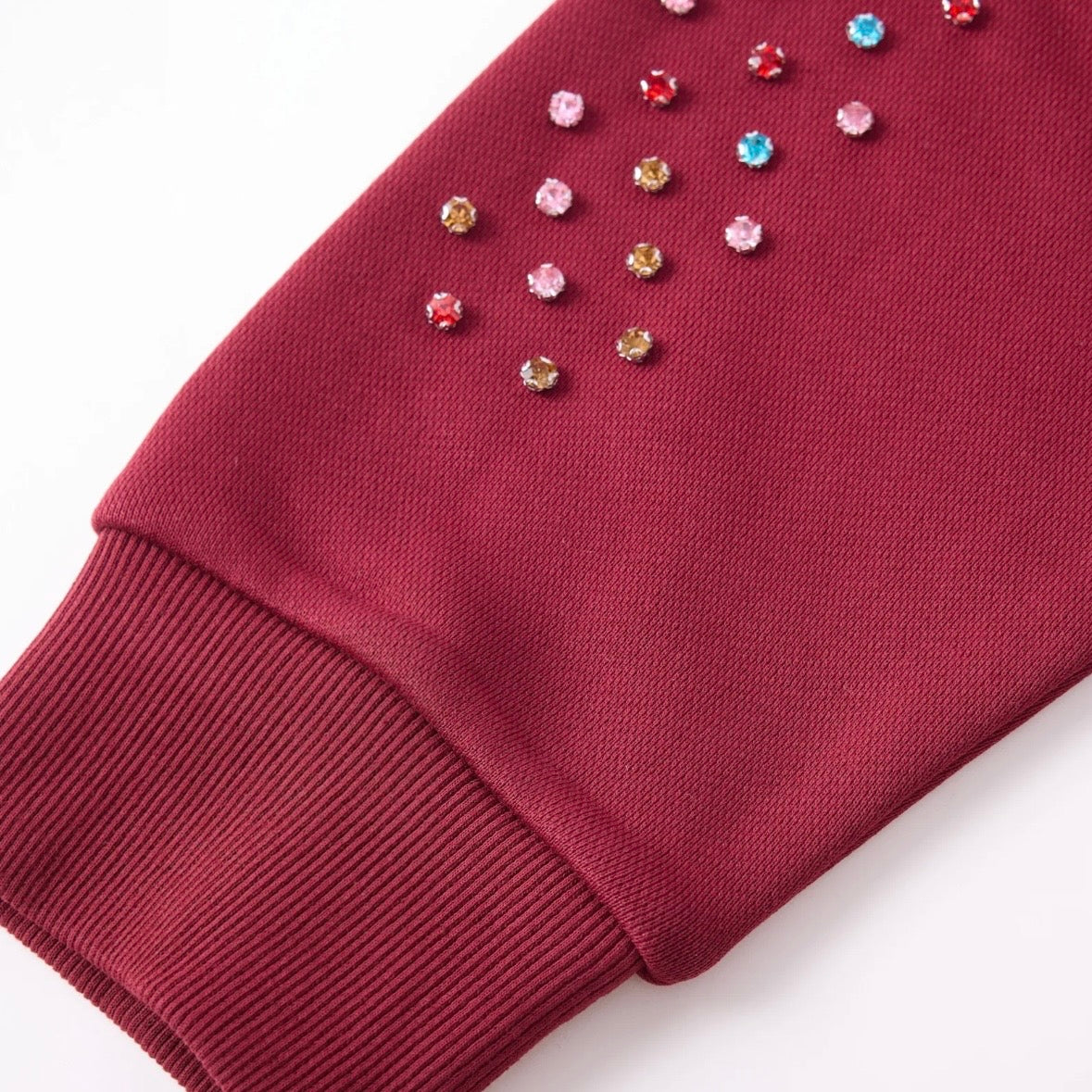 AZVA Maroon Crystal Cactus Zip Hoodie