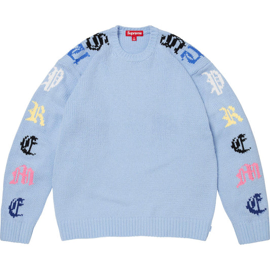 Supreme Light Blue Old English Sleeves Sweater