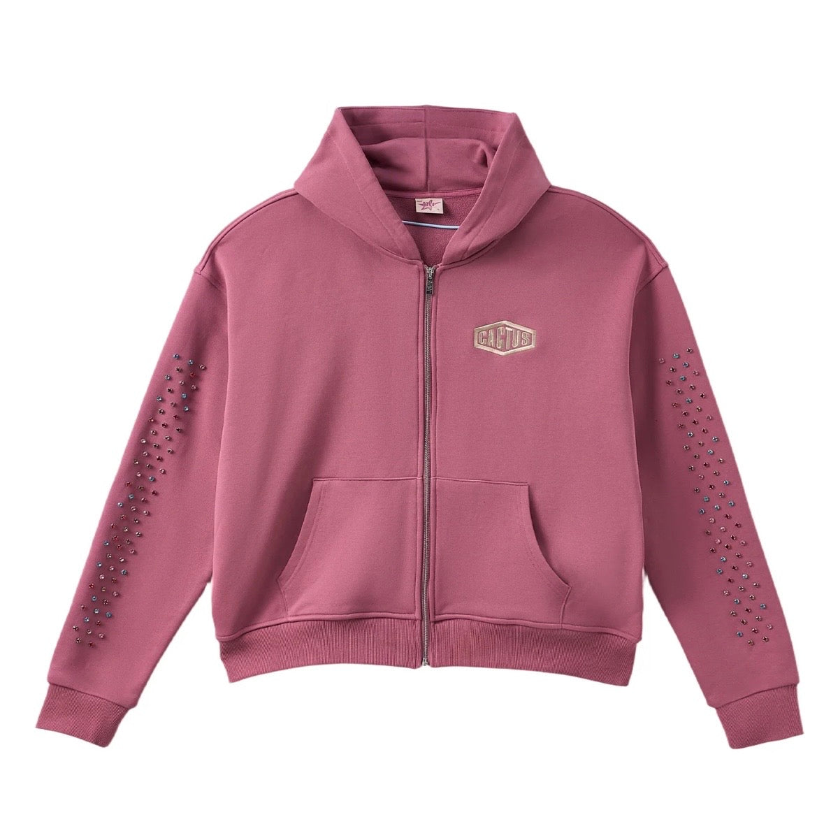 AZVA Raspberry Crystal Cactus Zip Hoodie