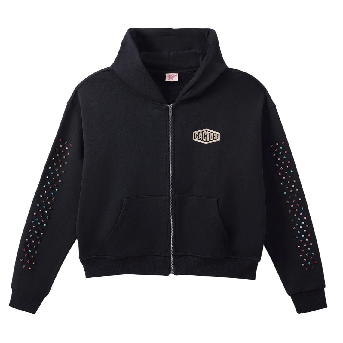 AZVA Black Crystal Cactus Zip Hoodie