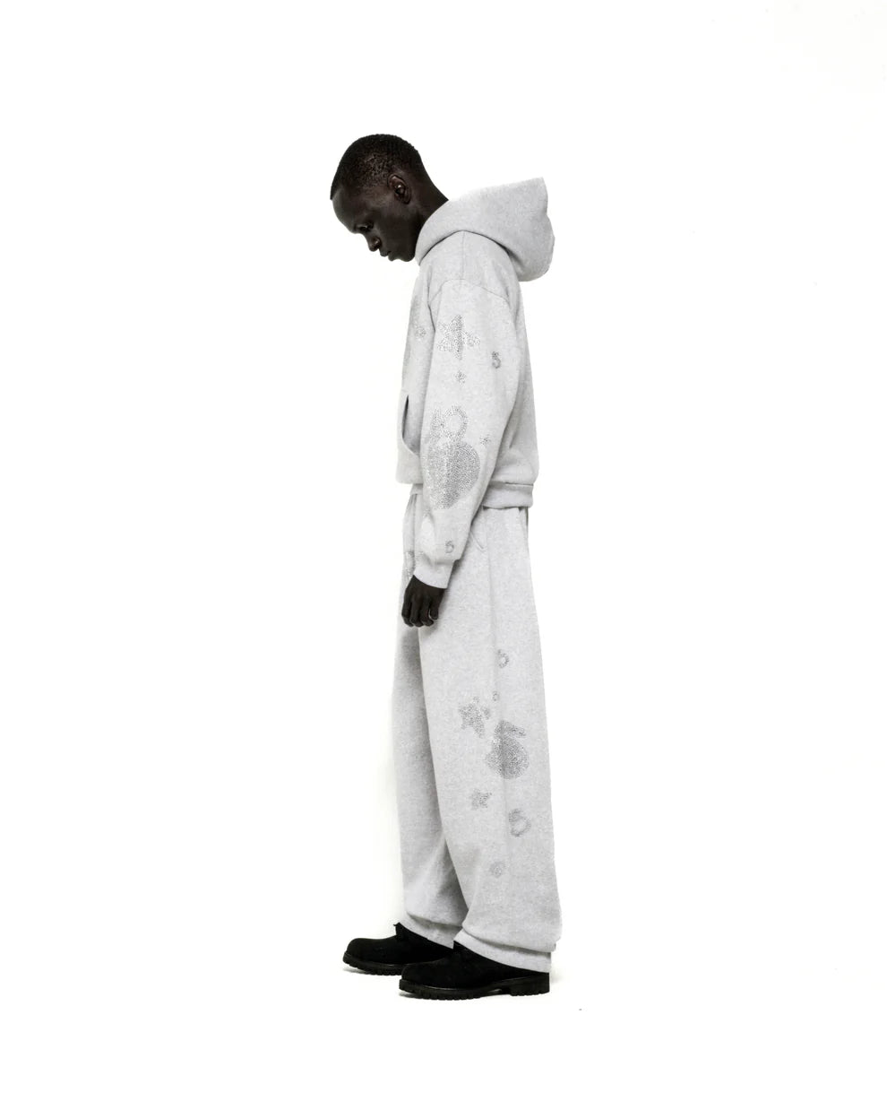 Sp5der Heather Grey Rhinestone Beluga Hoodie