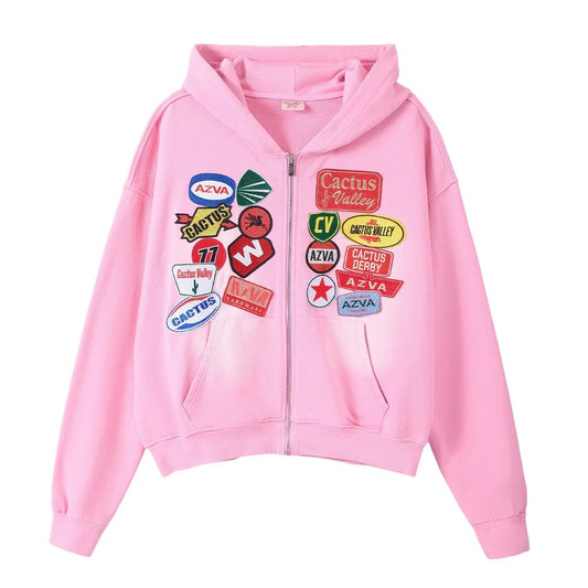 AZVA Pink Rest Stop Zip Hoodie
