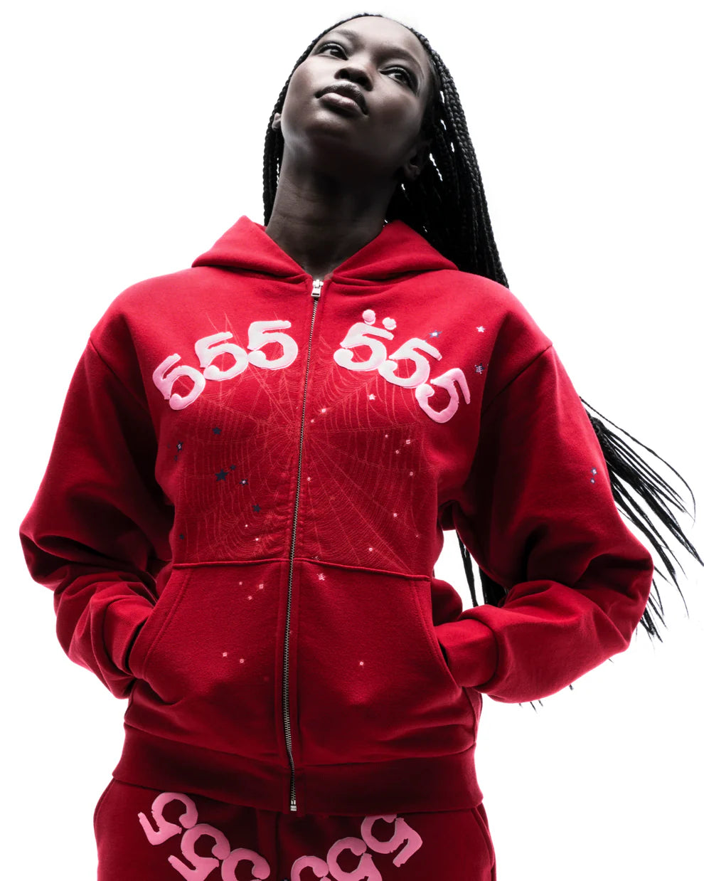 Sp5der Merlot Angel Number Zip Hoodie