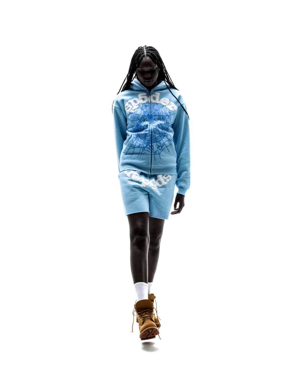 Sp5der Sky Blue OG Web Zip Hoodie