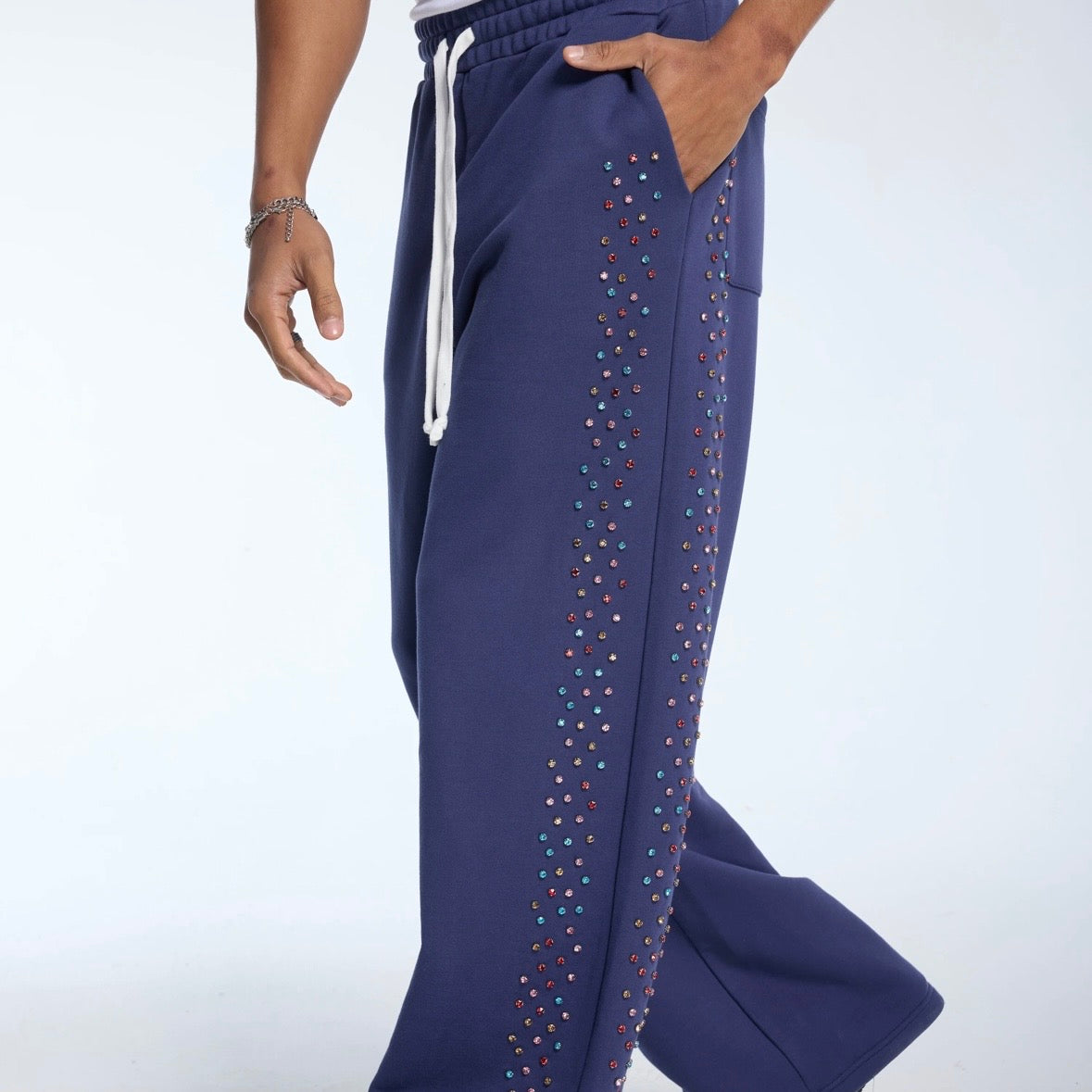 AZVA Navy Crystal Cactus Sweatpants