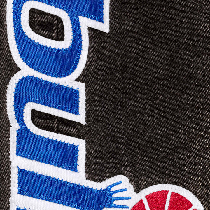 Supreme Mitchell & Ness Bullets Washed Black Baggy Denim Shorts