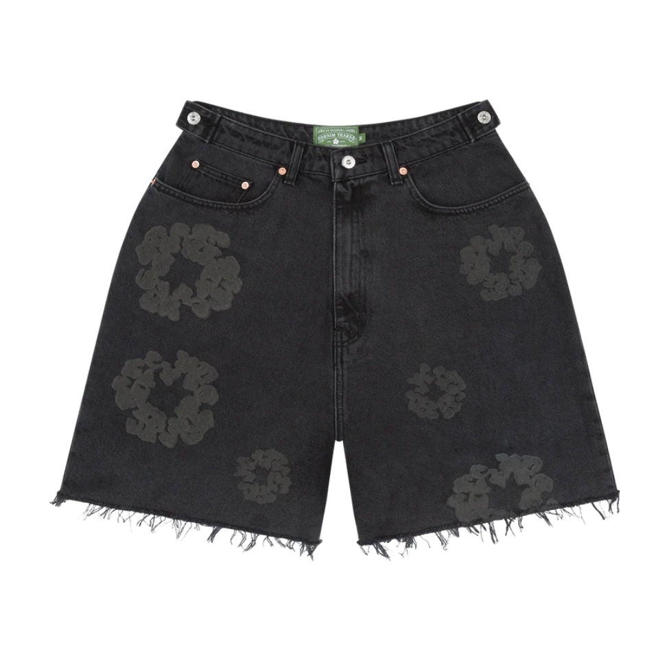 Denim Tears Black Mono Cotton Wreath Denim Shorts