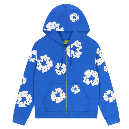Denim Tears Blue Cotton Wreath Zip Hoodie