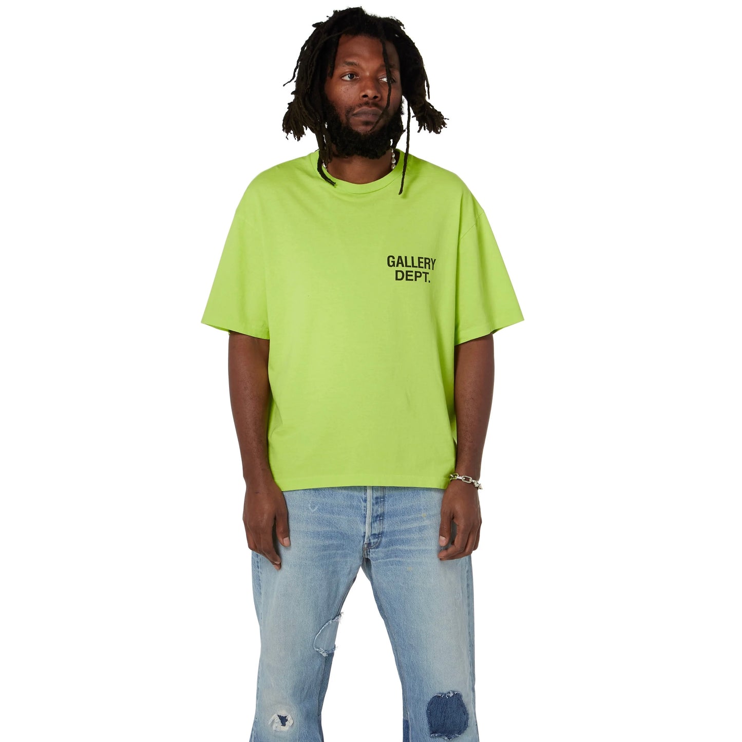Gallery Dept Lime Green Souvenir T-Shirt On Body View 4