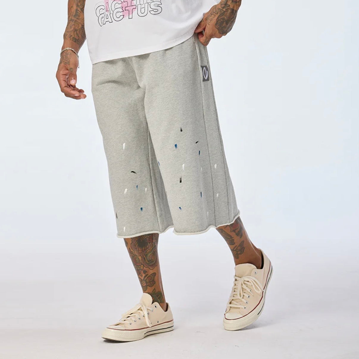 AZVA Grey Paint Splatter Shorts