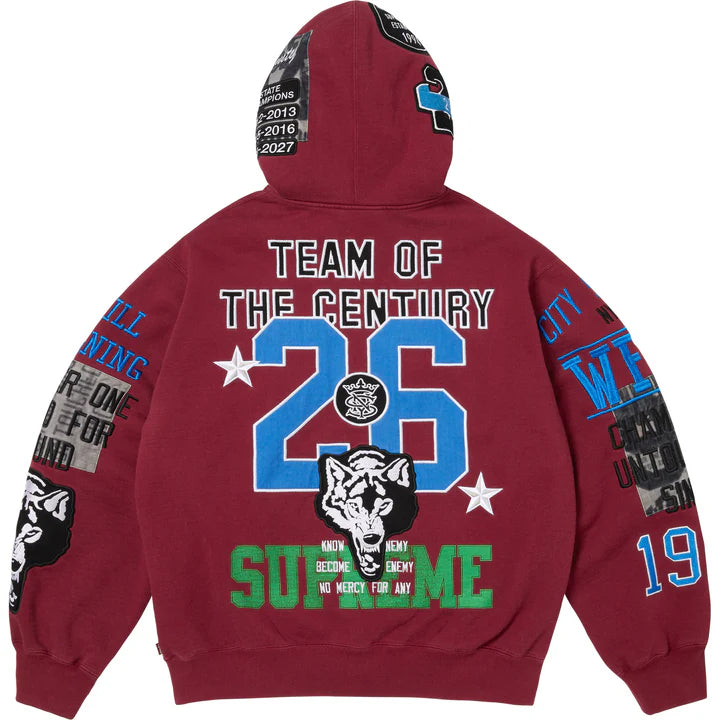 Supreme Cardinal Warriors Applique Zip Hoodie