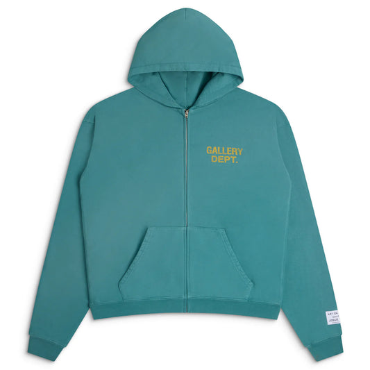 Gallery Dept Vintage Teal 90s Logo Zip Hoodie