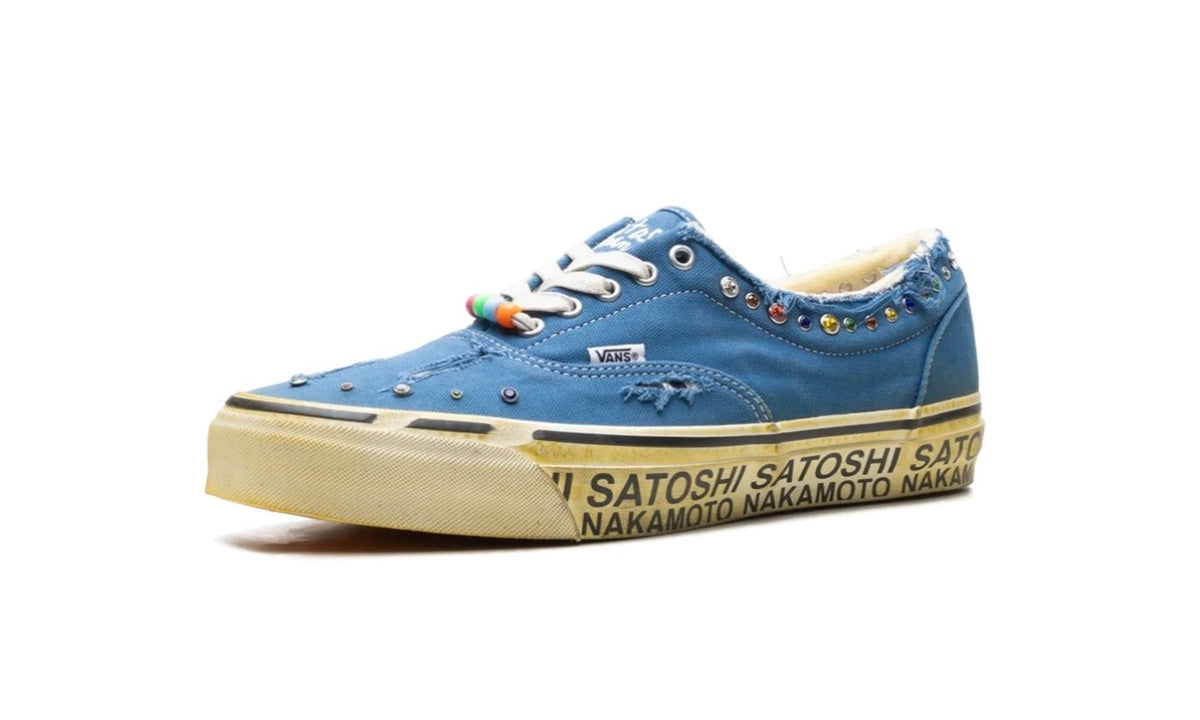 Vans Era 95 Satoshi Nakamoto Lucky Charm, front three-quarter view with beaded lace charms