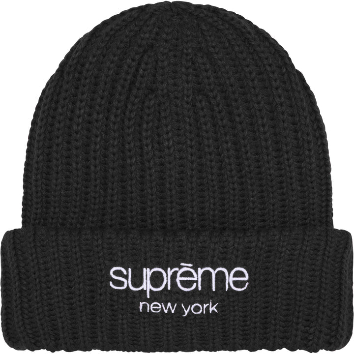 Supreme Black Chunky Rib Classic Logo Beanie