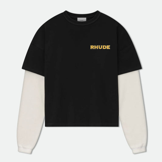 Rhude Vintage Black Steel Double-Layered Long Sleeve