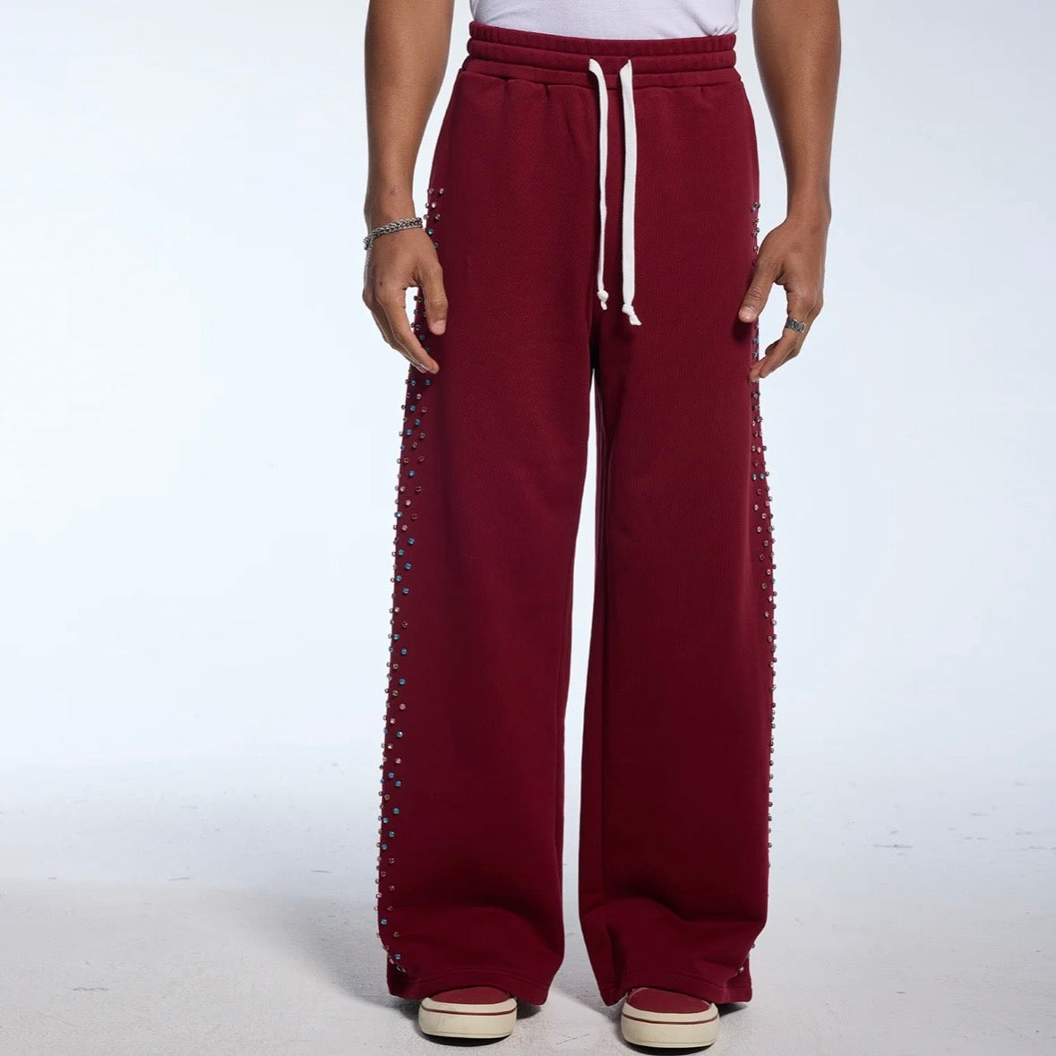 AZVA Maroon Crystal Cactus Sweatpants