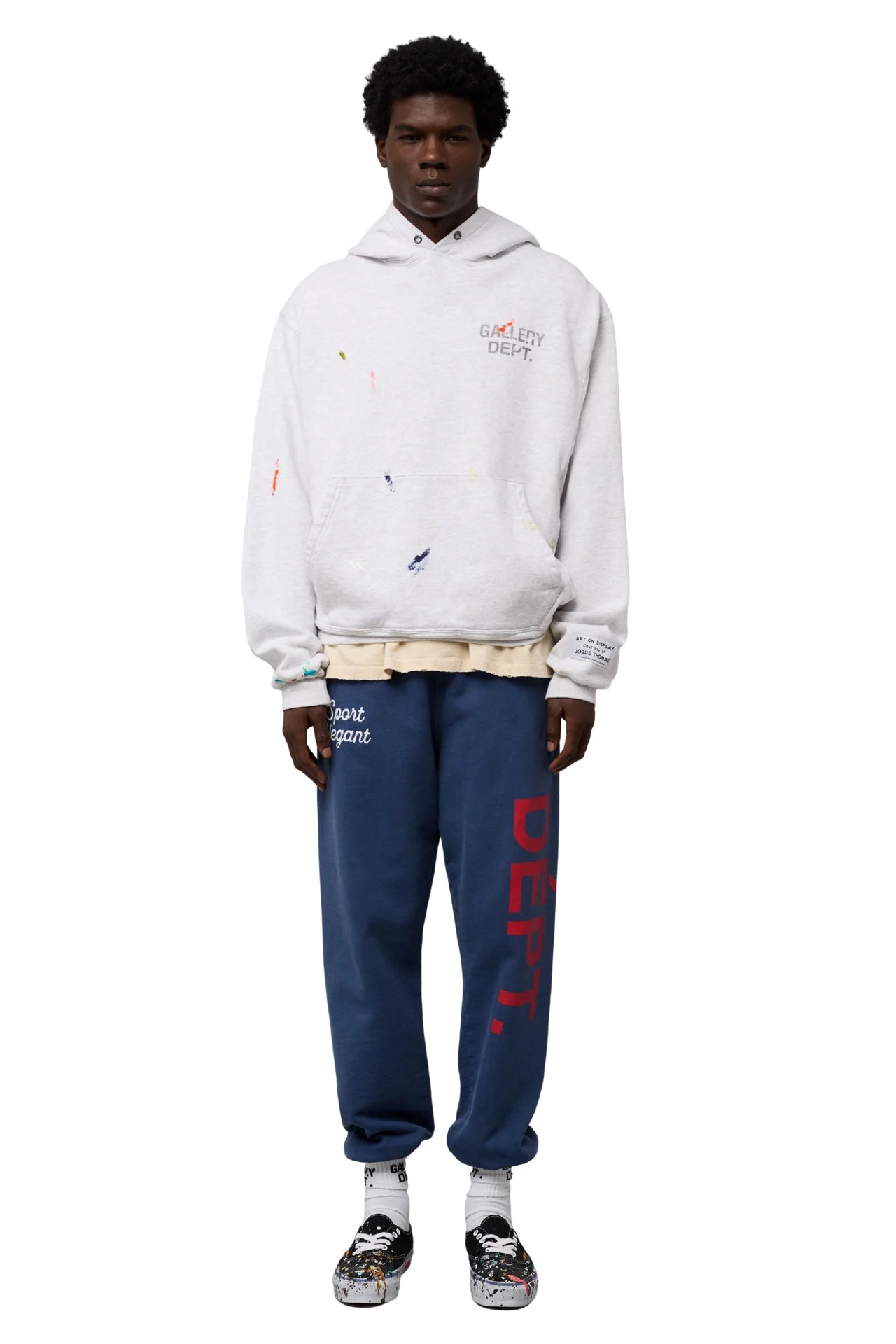 Gallery Dept Light Heather Grey Logo Paint Splattered Hoodie