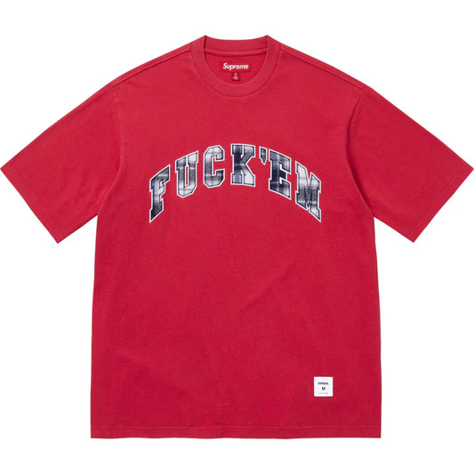 Supreme Red Fuck Em Plaid T-Shirt
