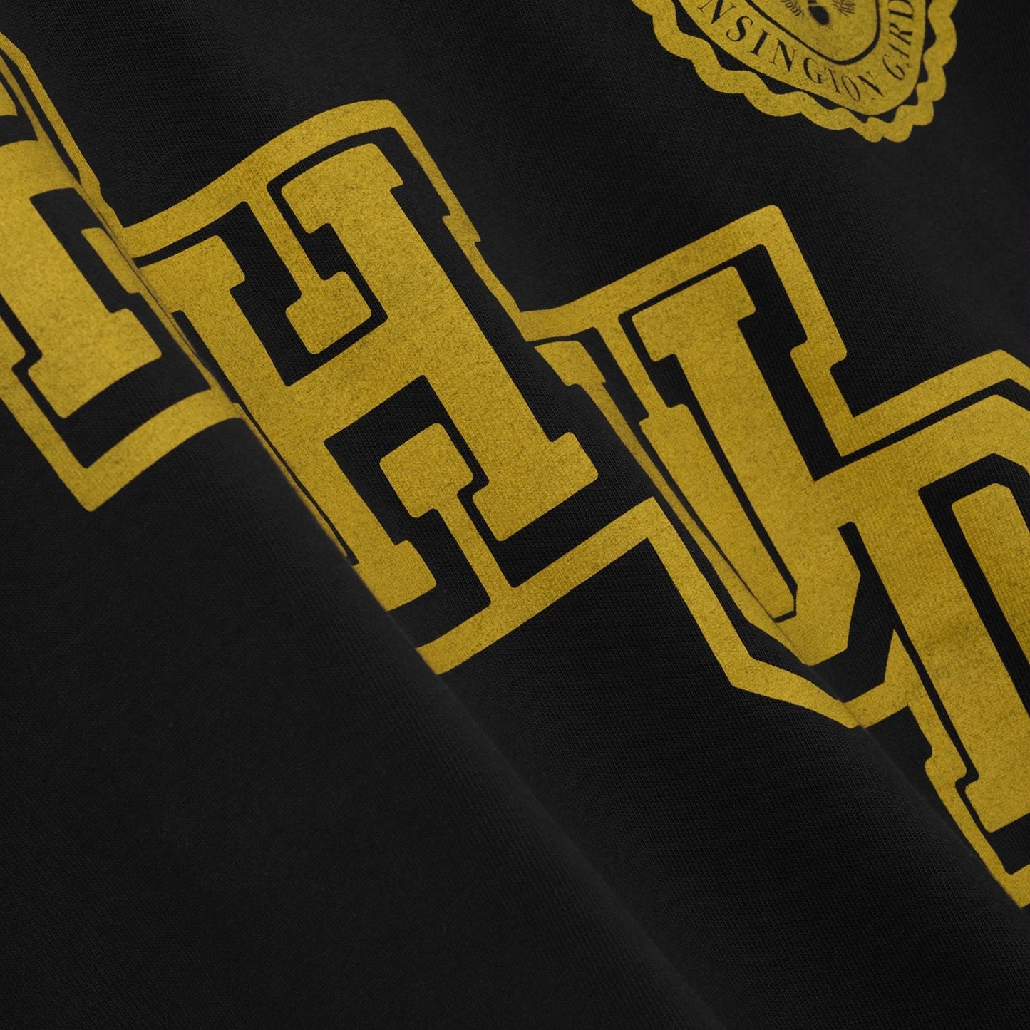 Rhude Vintage Black Yellow Collegiate Crest T-Shirt